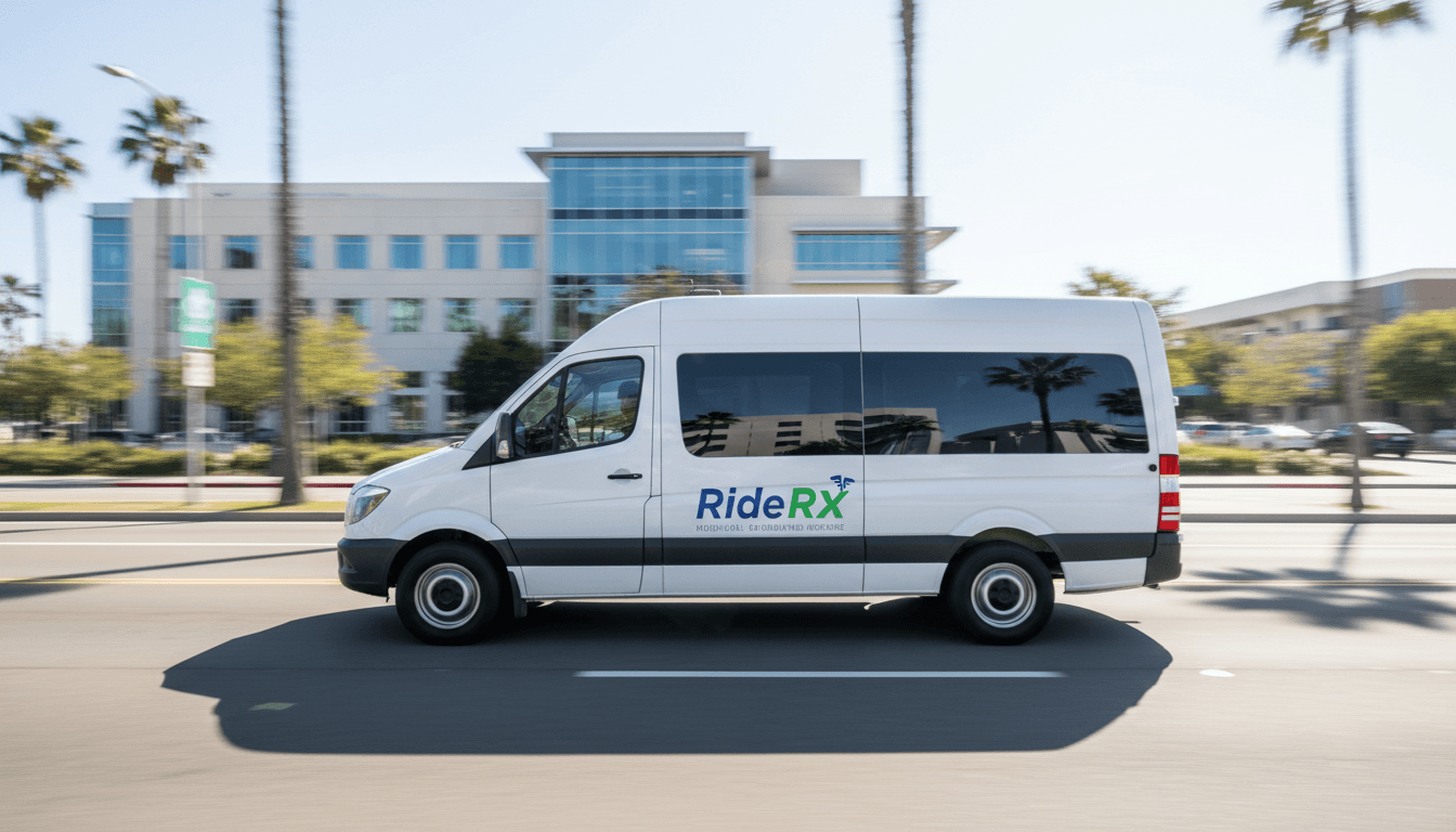 RideRx medical transportation vehicle traveling to patient appointment
