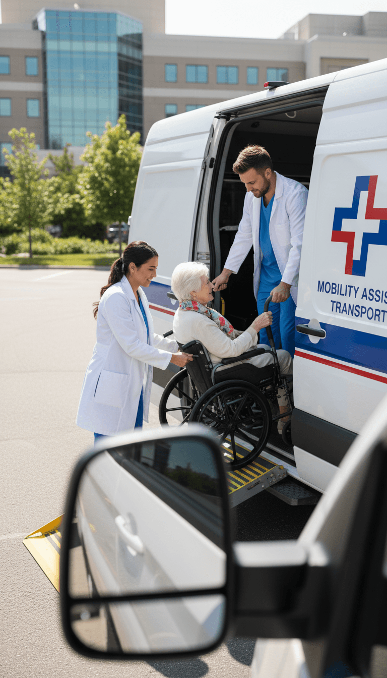 RideRx medical transportation driver assisting patient