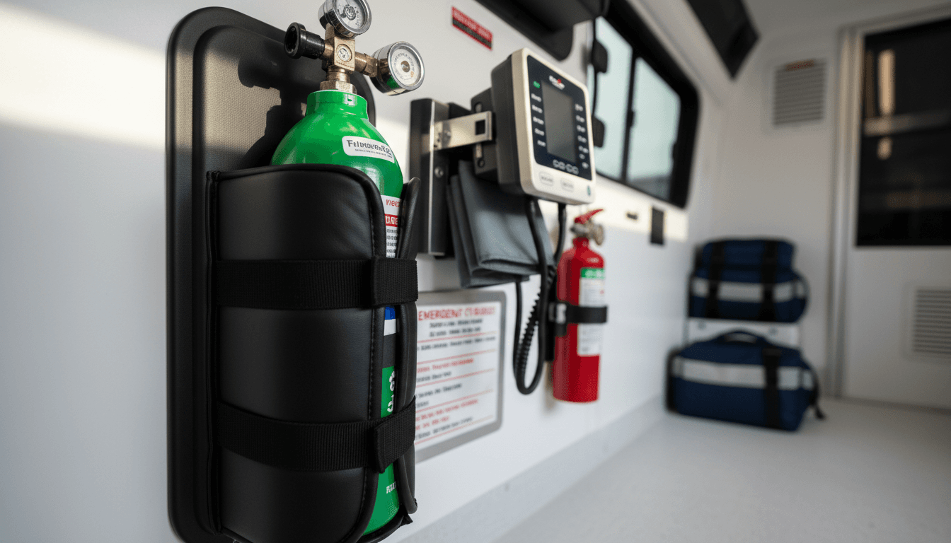 RideRx vehicle interior showing medical equipment and safety features