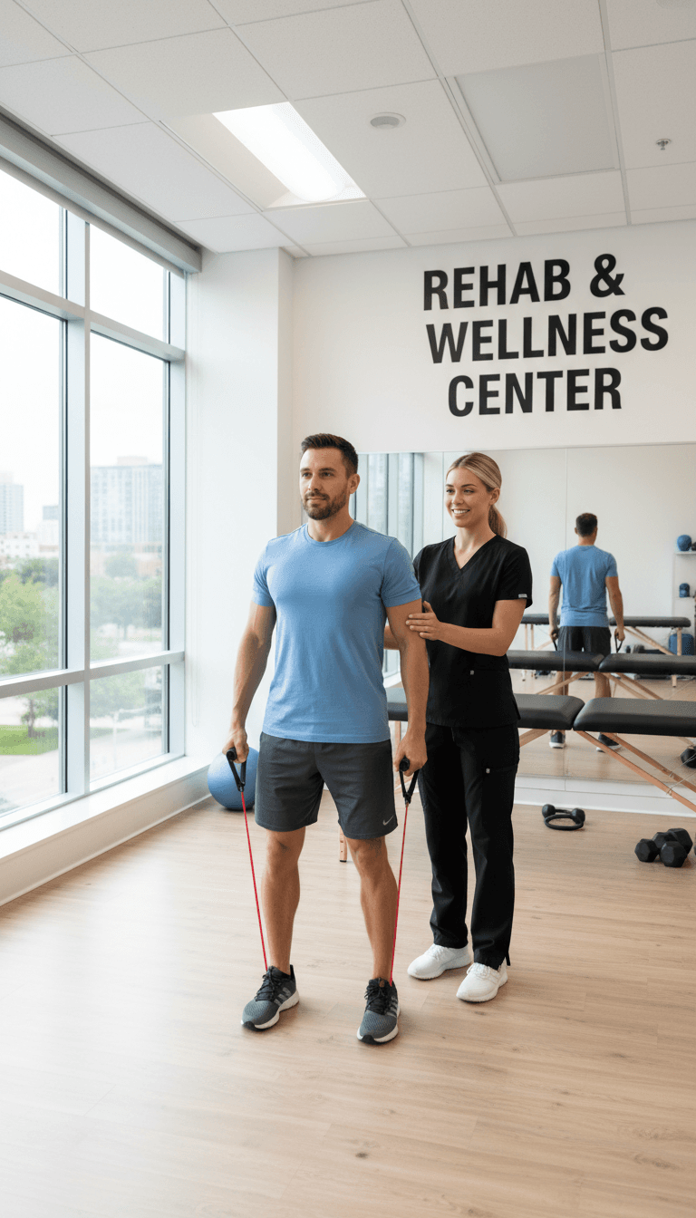 Patient receiving physical therapy support