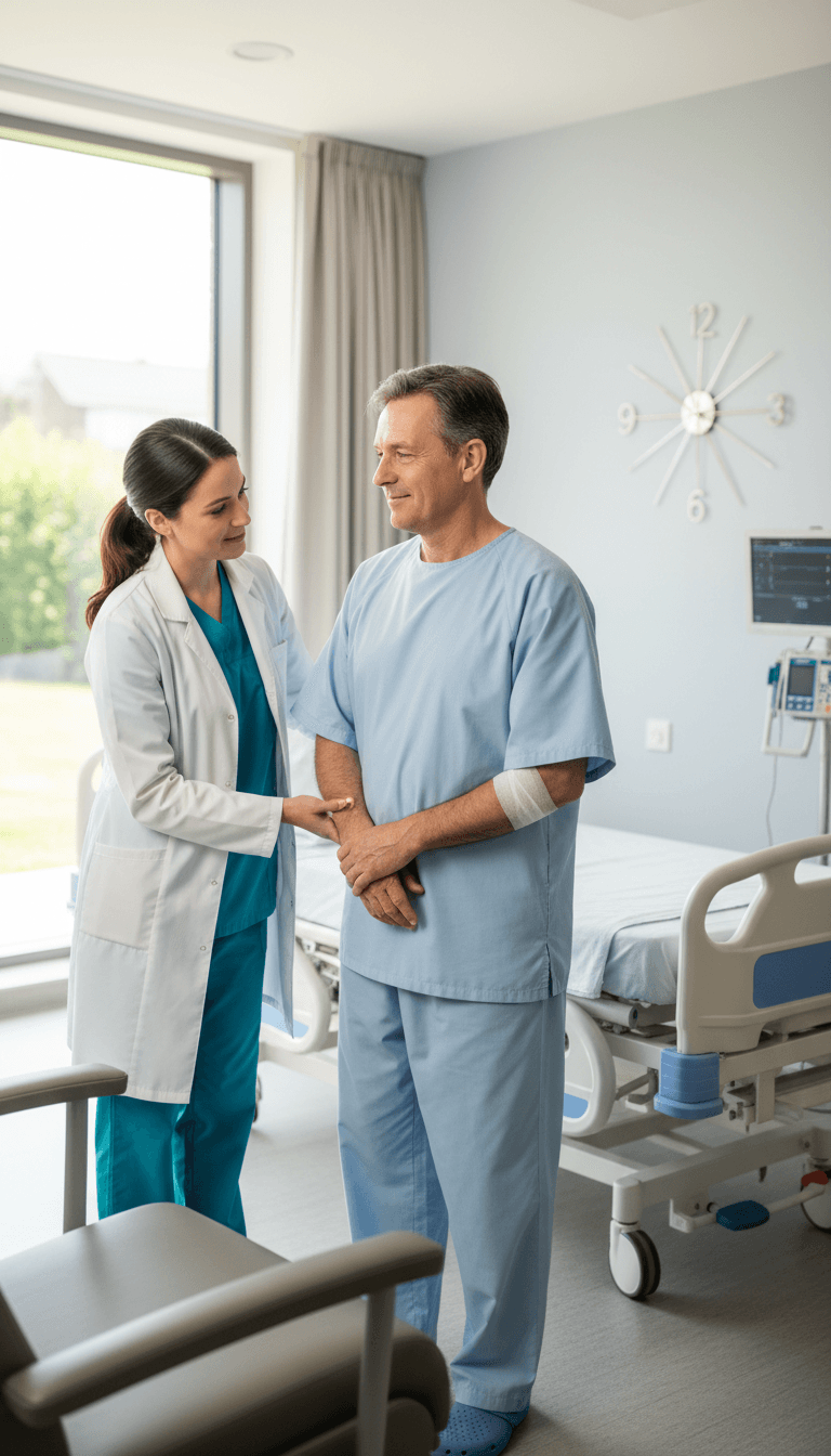 Post-surgical patient receiving compassionate assistance