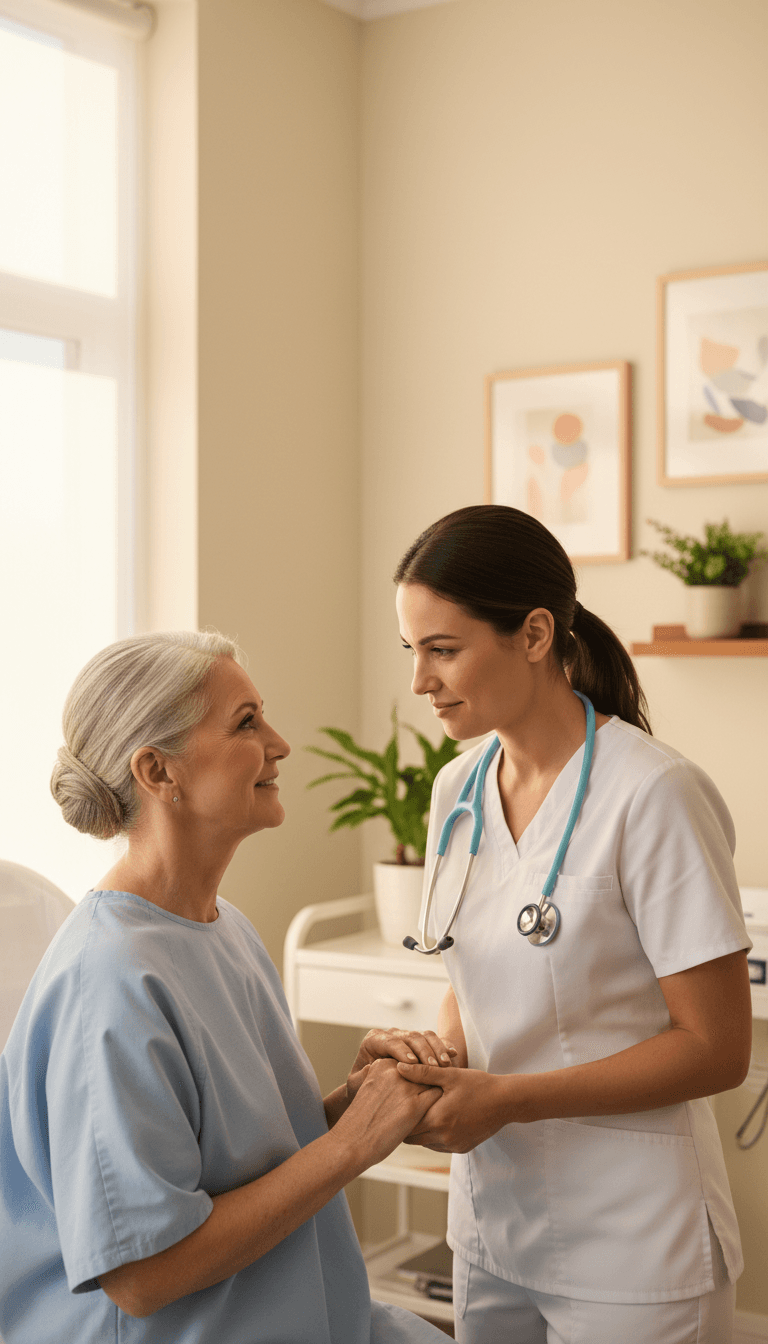 Patient receiving reliable medical transportation care